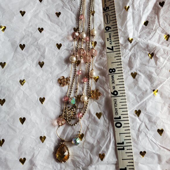 Betsey Johnson Illusion Multi-layer Floral Necklace, Good - Picture 9 of 9